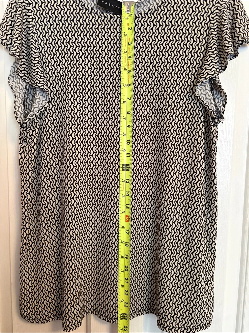 Premise Black & White Geometric Ruffle-Sleeve Blouse - Picture 6 of 6